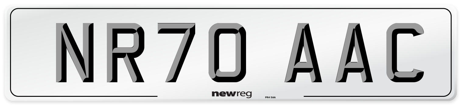 NR70 AAC Number Plate from New Reg